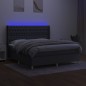 Letto a Molle Materasso e LED Grigio Scuro 160x200cm in Tessuto Letto a Molle Materasso e LED Grigio Scuro 160x200cm in Tessuto