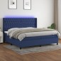 Letto a Molle Materasso e LED Blu 200x200cm in Tessuto Letto a Molle Materasso e LED Blu 200x200cm in Tessuto