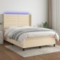 vidaXL Letto a Molle con Materasso e LED Crema 140x200 cm in Tessuto vidaXL Letto a Molle con Materasso e LED Crema 140x200 cm in Tessuto