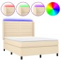 vidaXL Letto a Molle con Materasso e LED Crema 140x200 cm in Tessuto vidaXL Letto a Molle con Materasso e LED Crema 140x200 cm in Tessuto