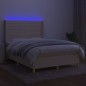 vidaXL Letto a Molle con Materasso e LED Crema 140x200 cm in Tessuto vidaXL Letto a Molle con Materasso e LED Crema 140x200 cm in Tessuto