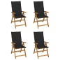 Sedie da Giardino Reclinabili 4 pz con Cuscini Massello Acacia Sedie da Giardino Reclinabili 4 pz con Cuscini Massello Acacia