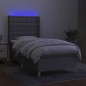 vidaXL Letto a Molle Materasso e LED Grigio Chiaro 90x200 cm Tessuto