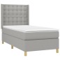 vidaXL Letto a Molle Materasso e LED Grigio Chiaro 90x200 cm Tessuto