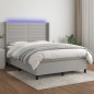 vidaXL Letto a Molle Materasso e LED Grigio Chiaro 140x200 cm Tessuto vidaXL Letto a Molle Materasso e LED Grigio Chiaro 140x200 cm Tessuto