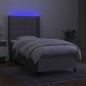 Letto a Molle Materasso e LED Grigio Chiaro 100x200 cm Tessuto Letto a Molle Materasso e LED Grigio Chiaro 100x200 cm Tessuto
