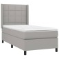 Letto a Molle Materasso e LED Grigio Chiaro 100x200 cm Tessuto Letto a Molle Materasso e LED Grigio Chiaro 100x200 cm Tessuto