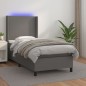 vidaXL Giroletto Molle con Materasso e LED Grigio 90x190cm Similpelle vidaXL Giroletto Molle con Materasso e LED Grigio 90x190cm Similpelle