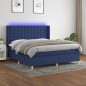Letto a Molle con Materasso e LED Blu 180x200 cm in Tessuto Letto a Molle con Materasso e LED Blu 180x200 cm in Tessuto