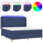 Letto a Molle con Materasso e LED Blu 180x200 cm in Tessuto Letto a Molle con Materasso e LED Blu 180x200 cm in Tessuto