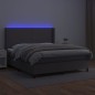 Giroletto Molle con Materasso e LED Grigio 180x200cm Similpelle Giroletto Molle con Materasso e LED Grigio 180x200cm Similpelle