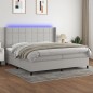vidaXL Letto a Molle Materasso e LED Grigio Chiaro 200x200 cm Tessuto vidaXL Letto a Molle Materasso e LED Grigio Chiaro 200x200 cm Tessuto