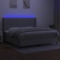vidaXL Letto a Molle Materasso e LED Grigio Chiaro 200x200 cm Tessuto vidaXL Letto a Molle Materasso e LED Grigio Chiaro 200x200 cm Tessuto
