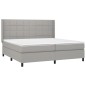 vidaXL Letto a Molle Materasso e LED Grigio Chiaro 200x200 cm Tessuto vidaXL Letto a Molle Materasso e LED Grigio Chiaro 200x200 cm Tessuto