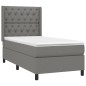 Letto a Molle Materasso e LED Grigio Scuro 80x200 cm in Tessuto Letto a Molle Materasso e LED Grigio Scuro 80x200 cm in Tessuto