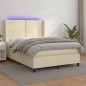Giroletto a Molle con Materasso e LED Crema 140x200 cm Giroletto a Molle con Materasso e LED Crema 140x200 cm