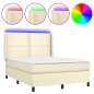 Giroletto a Molle con Materasso e LED Crema 140x200 cm Giroletto a Molle con Materasso e LED Crema 140x200 cm