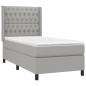 Letto a Molle Materasso e LED Grigio Chiaro 90x200 cm Tessuto Letto a Molle Materasso e LED Grigio Chiaro 90x200 cm Tessuto