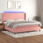 Letto a Molle con Materasso e LED Rosa 200x200 cm in Velluto Letto a Molle con Materasso e LED Rosa 200x200 cm in Velluto