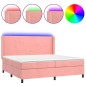 Letto a Molle con Materasso e LED Rosa 200x200 cm in Velluto Letto a Molle con Materasso e LED Rosa 200x200 cm in Velluto
