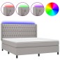 Letto a Molle Materasso e LED Grigio Chiaro 180x200 cm Tessuto Letto a Molle Materasso e LED Grigio Chiaro 180x200 cm Tessuto