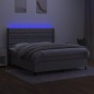 Letto a Molle Materasso e LED Grigio Chiaro 180x200 cm Tessuto Letto a Molle Materasso e LED Grigio Chiaro 180x200 cm Tessuto