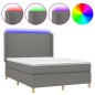 vidaXL Letto a Molle Materasso e LED Grigio Scuro 140x190cm in Tessuto vidaXL Letto a Molle Materasso e LED Grigio Scuro 140x190cm in Tessuto