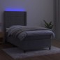 Letto a Molle Materasso e LED Grigio Chiaro 90x190 cm Velluto Letto a Molle Materasso e LED Grigio Chiaro 90x190 cm Velluto