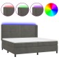 Letto a Molle con Materasso e LED Grigio Scuro 200x200 cm Letto a Molle con Materasso e LED Grigio Scuro 200x200 cm