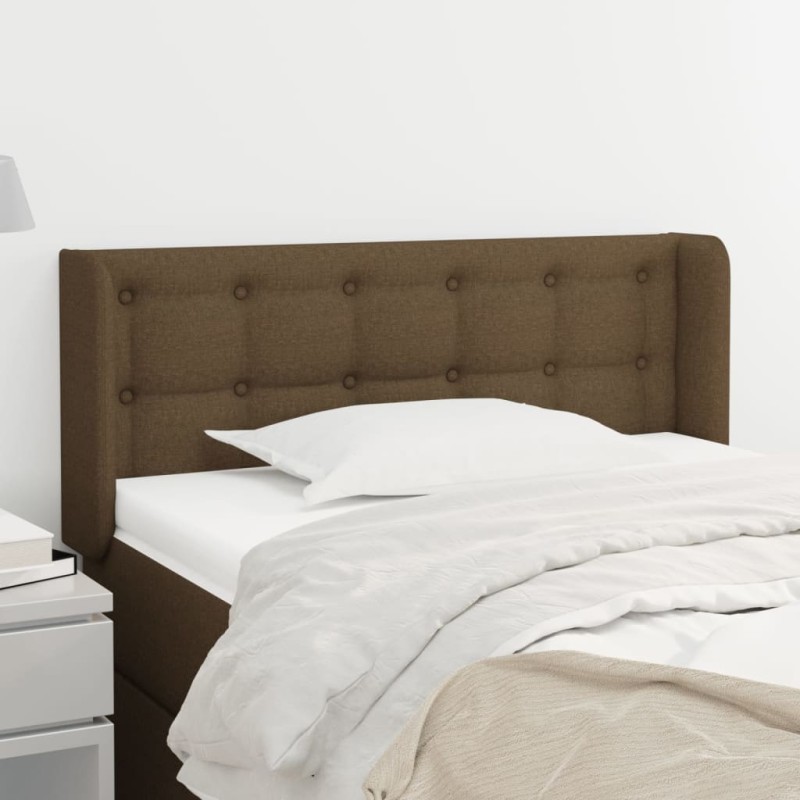 Testiera ad Orecchio Marrone Scuro 83x16x78/88 cm in Tessuto Testiera ad Orecchio Marrone Scuro 83x16x78/88 cm in Tessuto