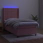 Letto a Molle con Materasso e LED Rosa 90x200 cm in Velluto Letto a Molle con Materasso e LED Rosa 90x200 cm in Velluto