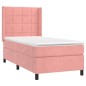 Letto a Molle con Materasso e LED Rosa 90x200 cm in Velluto Letto a Molle con Materasso e LED Rosa 90x200 cm in Velluto