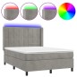 vidaXL Letto a Molle Materasso e LED Grigio Chiaro 140x190 cm Velluto vidaXL Letto a Molle Materasso e LED Grigio Chiaro 140x190 cm Velluto