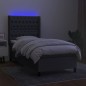 vidaXL Letto a Molle Materasso e LED Grigio Scuro 90x190 cm in Tessuto vidaXL Letto a Molle Materasso e LED Grigio Scuro 90x190 cm in Tessuto