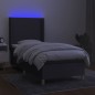 vidaXL Letto a Molle Materasso e LED Grigio Scuro 90x200 cm in Tessuto