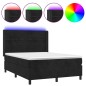 Letto a Molle con Materasso e LED Nero 140x200 cm in Velluto Letto a Molle con Materasso e LED Nero 140x200 cm in Velluto