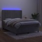 vidaXL Letto a Molle Materasso e LED Grigio Chiaro 140x200 cm Velluto vidaXL Letto a Molle Materasso e LED Grigio Chiaro 140x200 cm Velluto
