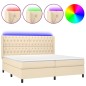 Letto a Molle Materasso e LED bianco 200x200cm in Tessuto