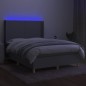 Letto a Molle Materasso e LED Grigio Chiaro 140x190 cm Tessuto Letto a Molle Materasso e LED Grigio Chiaro 140x190 cm Tessuto