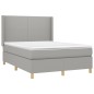 Letto a Molle Materasso e LED Grigio Chiaro 140x190 cm Tessuto Letto a Molle Materasso e LED Grigio Chiaro 140x190 cm Tessuto