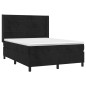vidaXL Letto a Molle con Materasso e LED Nero 140x190 cm in Velluto vidaXL Letto a Molle con Materasso e LED Nero 140x190 cm in Velluto