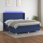 Letto a Molle con Materasso e LED Blu 180x200 cm in Tessuto Letto a Molle con Materasso e LED Blu 180x200 cm in Tessuto
