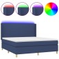 Letto a Molle con Materasso e LED Blu 180x200 cm in Tessuto Letto a Molle con Materasso e LED Blu 180x200 cm in Tessuto