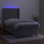 Letto a Molle Materasso e LED Grigio Chiaro 90x190 cm Velluto Letto a Molle Materasso e LED Grigio Chiaro 90x190 cm Velluto