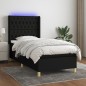 vidaXL Letto a Molle con Materasso e LED Nero 100x200 cm in Tessuto vidaXL Letto a Molle con Materasso e LED Nero 100x200 cm in Tessuto