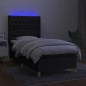 vidaXL Letto a Molle con Materasso e LED Nero 100x200 cm in Tessuto vidaXL Letto a Molle con Materasso e LED Nero 100x200 cm in Tessuto