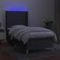 Letto a Molle Materasso e LED Grigio Scuro 100x200cm in Tessuto Letto a Molle Materasso e LED Grigio Scuro 100x200cm in Tessuto