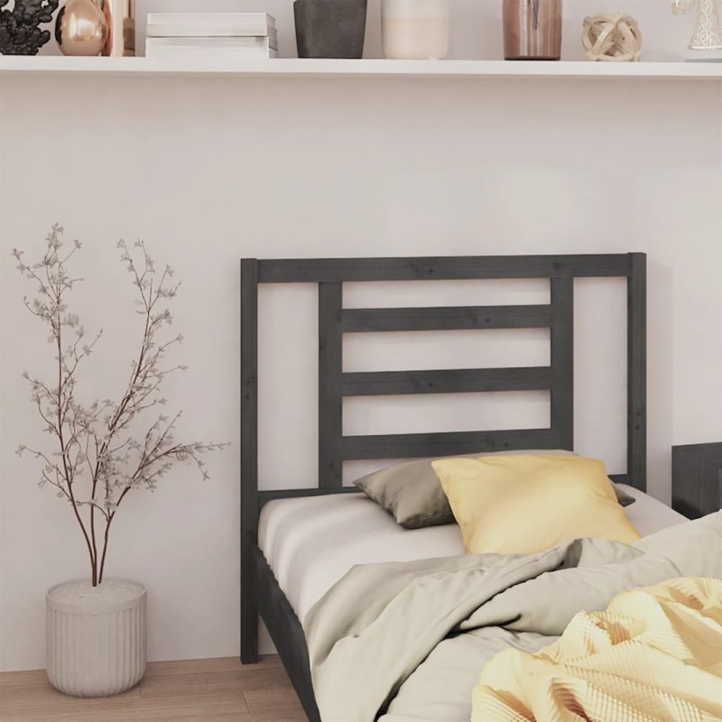 Testiera per Letto Grigia 106x4x100cm in Legno Massello di Pino Testiera per Letto Grigia 106x4x100cm in Legno Massello di Pino