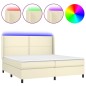 Giroletto a Molle con Materasso e LED Crema 200x200 cm Giroletto a Molle con Materasso e LED Crema 200x200 cm
