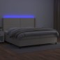 Giroletto a Molle con Materasso e LED Crema 200x200 cm Giroletto a Molle con Materasso e LED Crema 200x200 cm